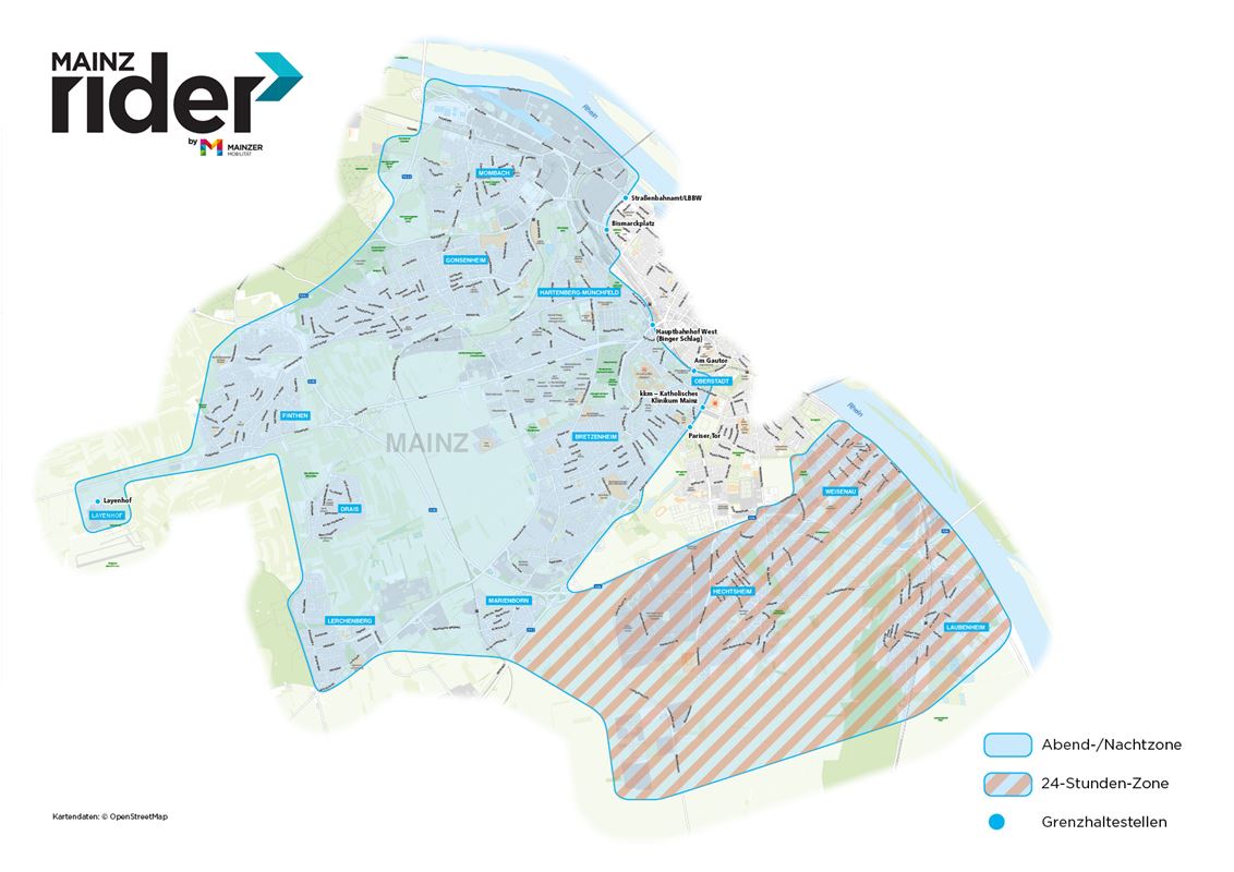 Bediengebiet von MainzRIDER Bediengebiet MainzRIDER