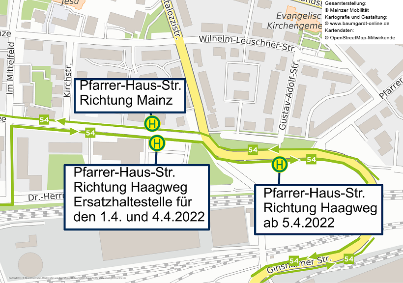 Skizze zur verlegten Haltestelle Pfarrer-Haus-Straße