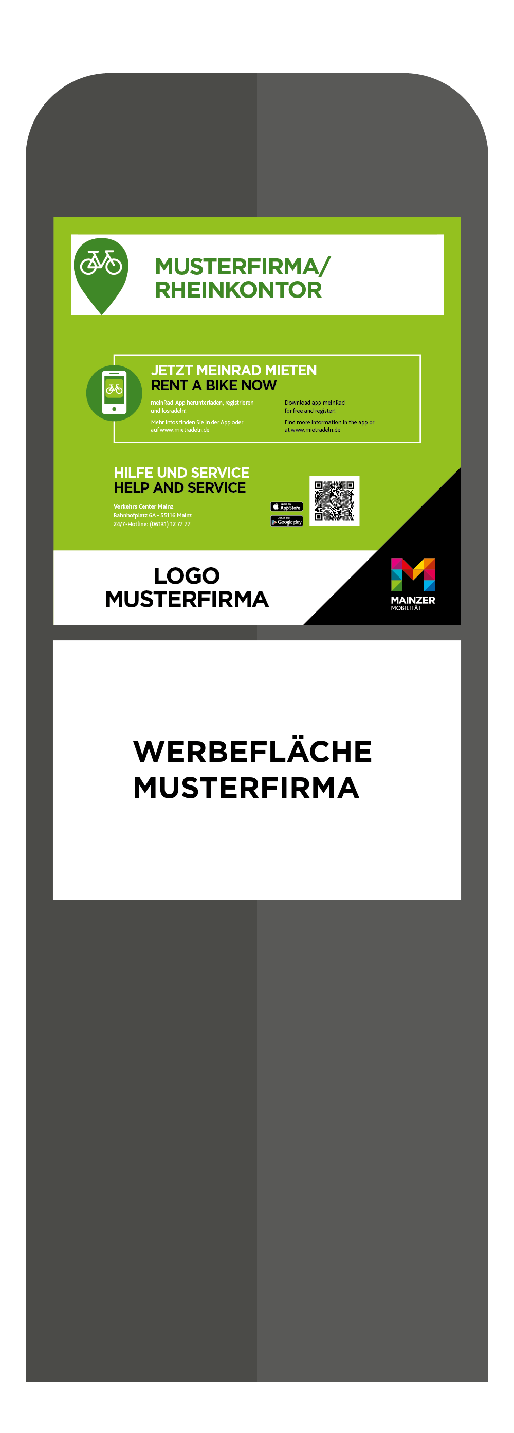 Beispiel für einen Stationsaufkleber für Firmen