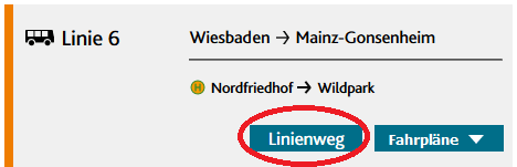 Skizze des neuen Buttons "Linienweg" bei den Fahrplänen