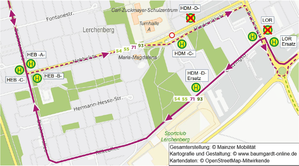 Skizze Umleitung Hebbelstraße