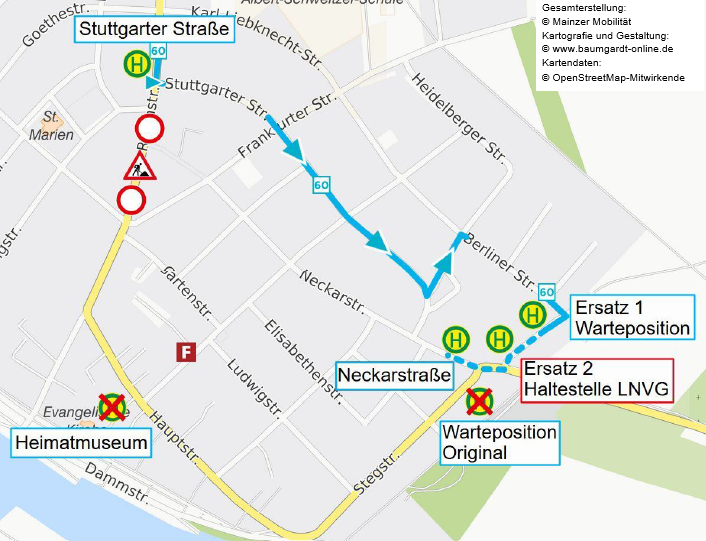 Skizze der Umleitung in Ginsheim