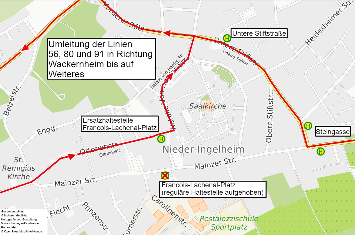 Skizze der Umleitung in Ingelheim