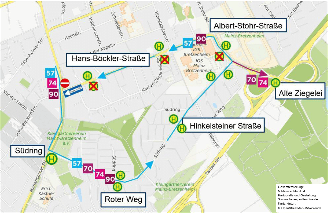 Skizze Umleitung in Bretzenheim