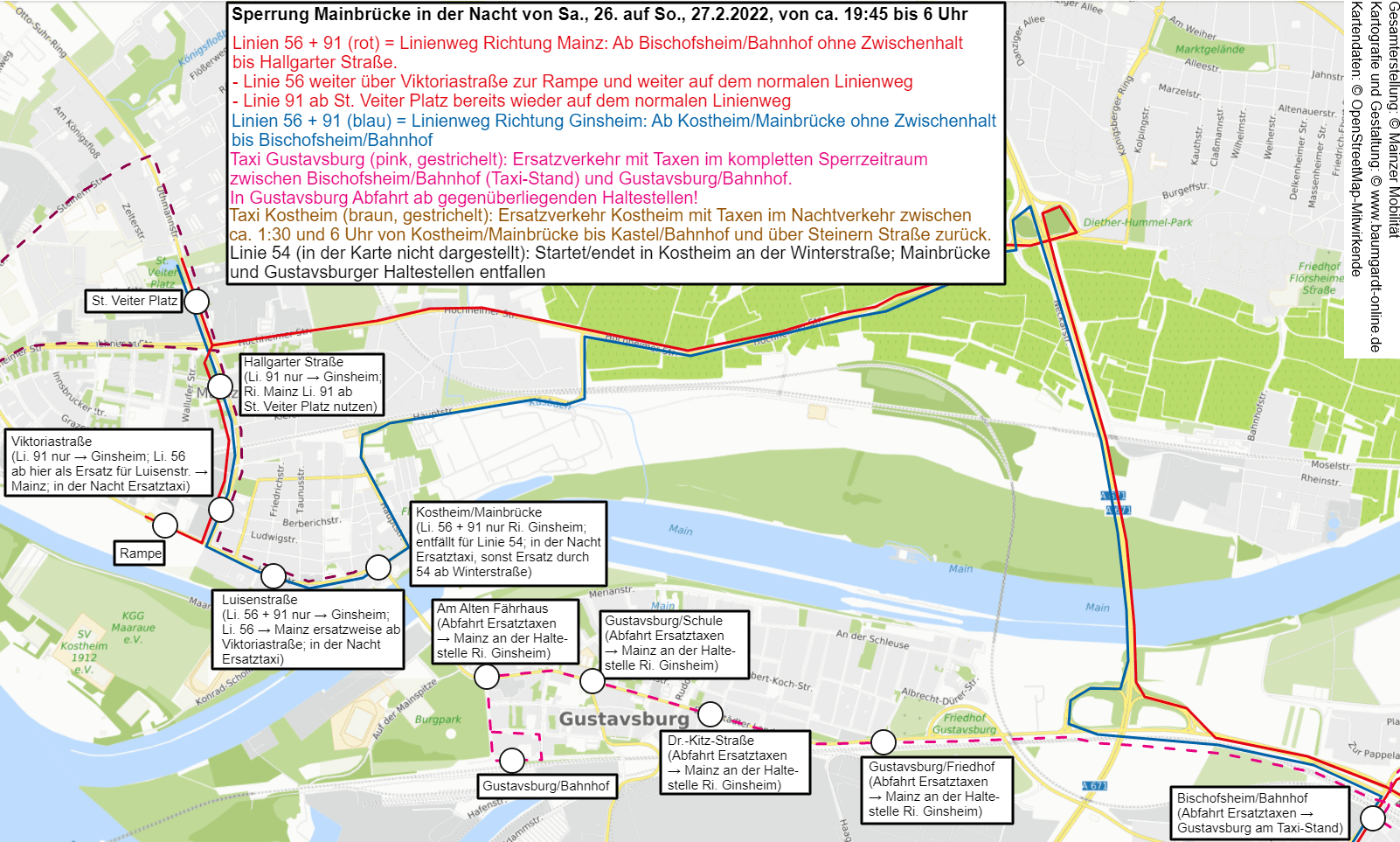Skizze der Umleitungen