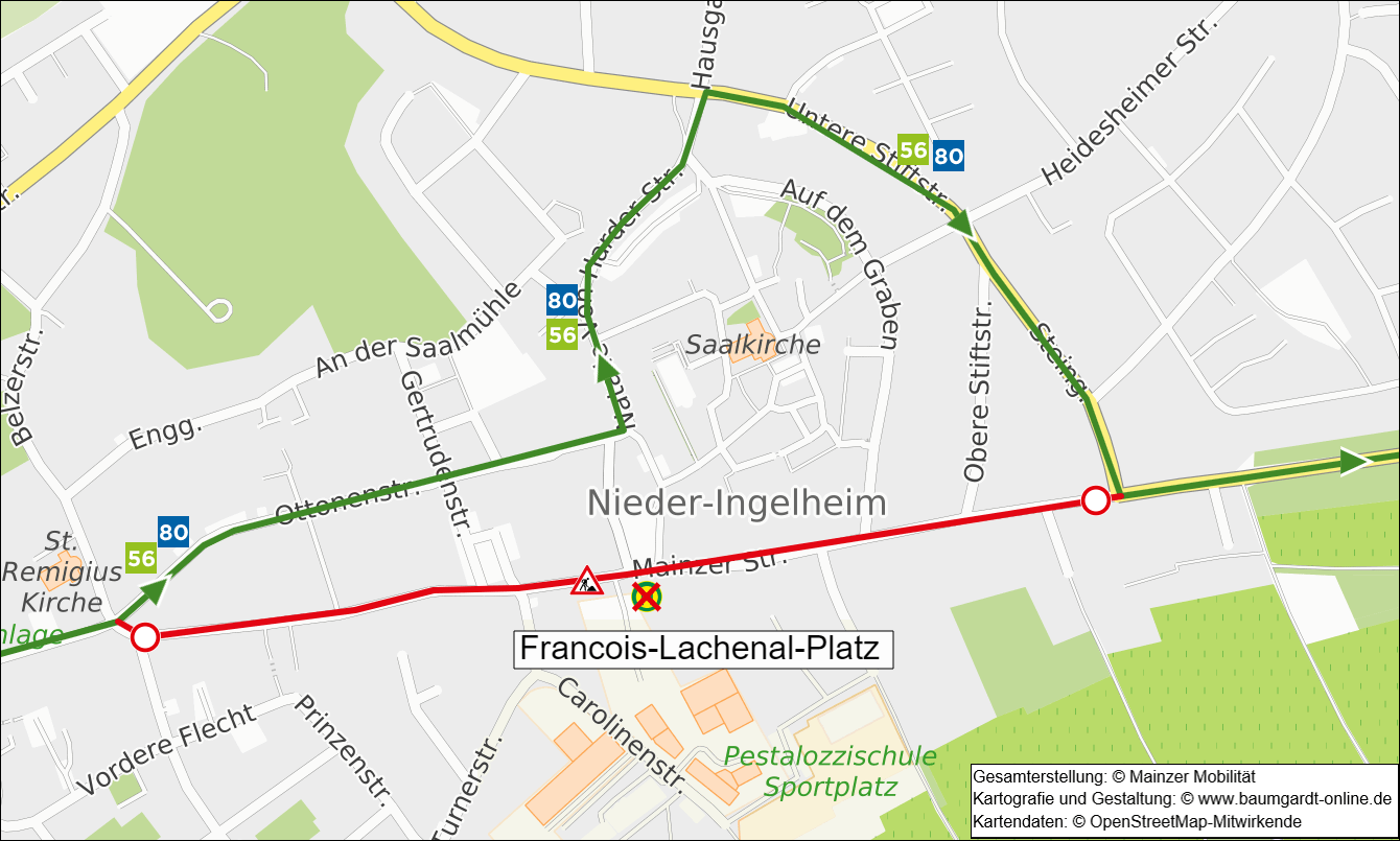 Skizze Umleitung in Ingelheim