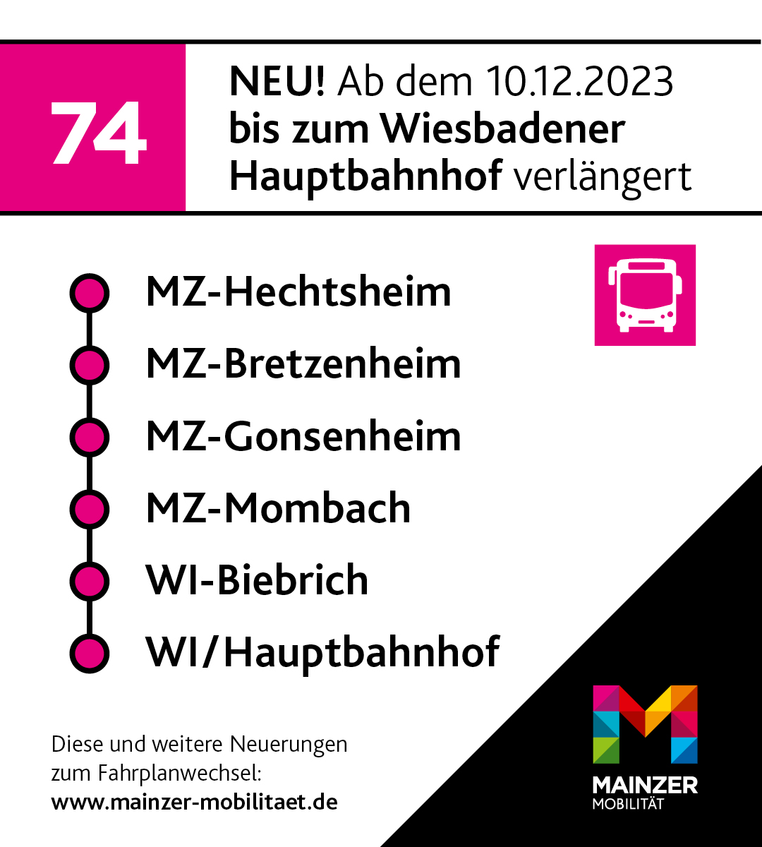 Foto des Fahrplan-Covers der Linie 74 zeigt die Perlschnur