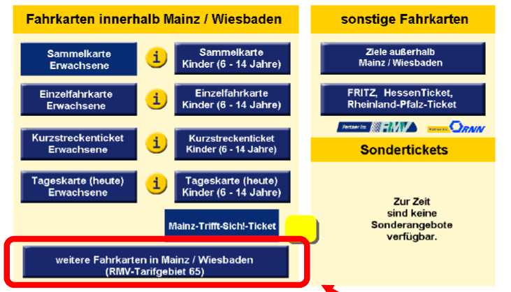 Schritt 1: Auswahl "weitere Fahrkarten"