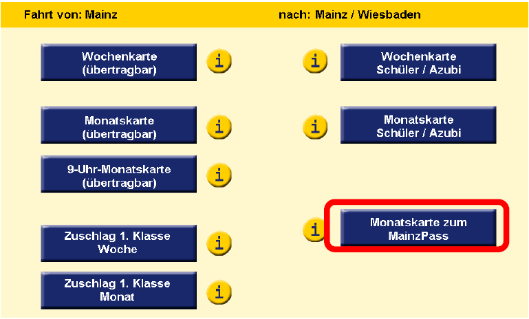 Schritt 3: "Auswahl Monatskarte zum MainzPass"