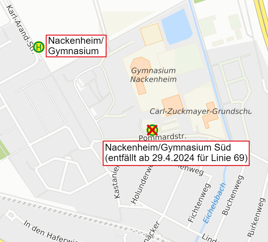 Skizze der neuen Halteposition in der Karl-Arand-Straße