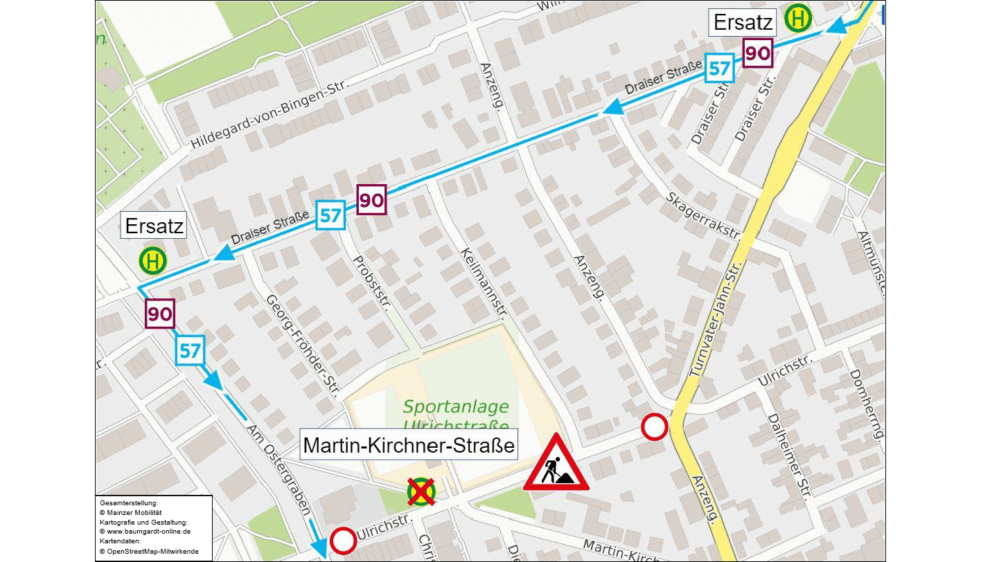 Skizze Umleitung in Bretzenheim