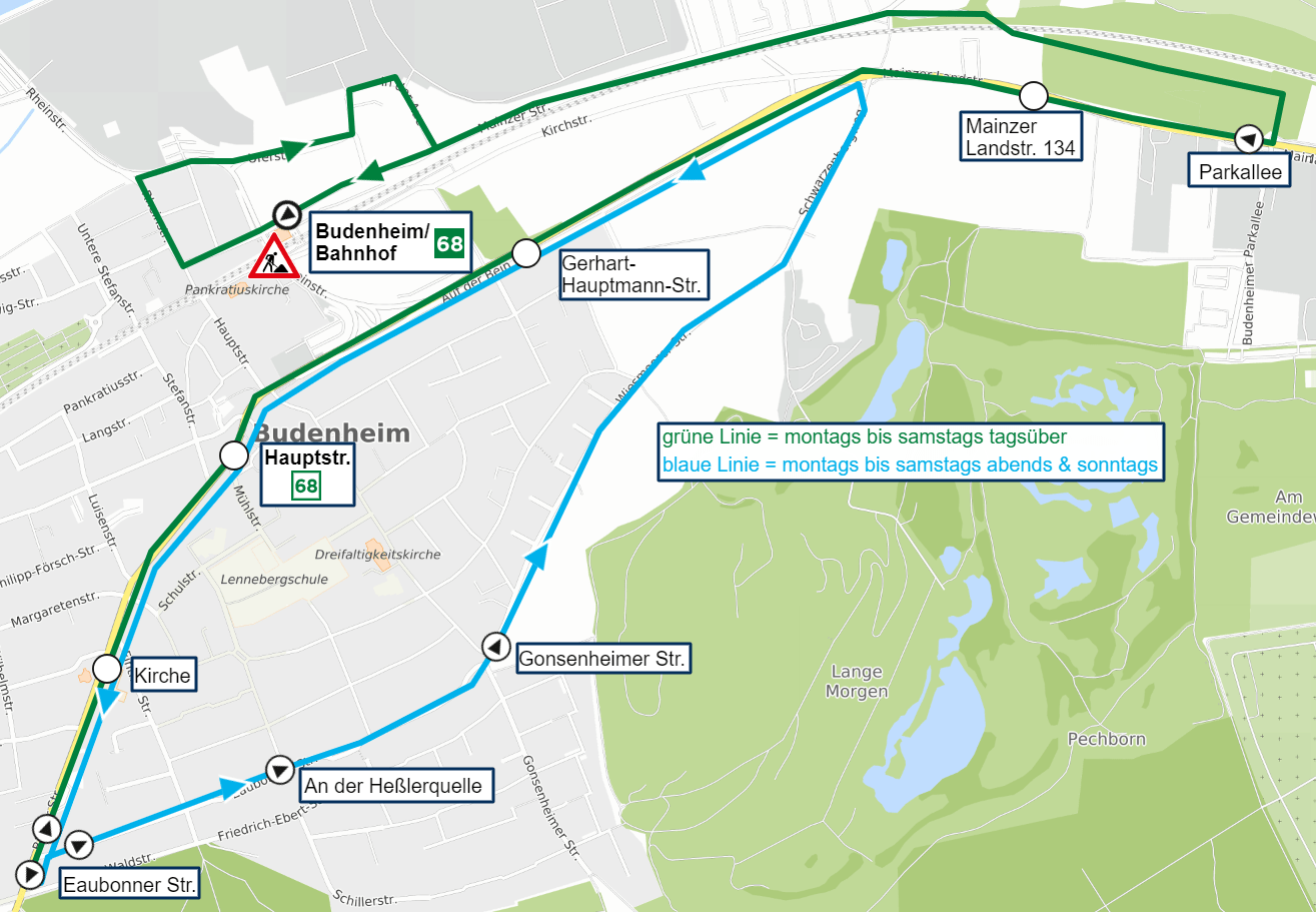 Skizze des geänderten Linienweges