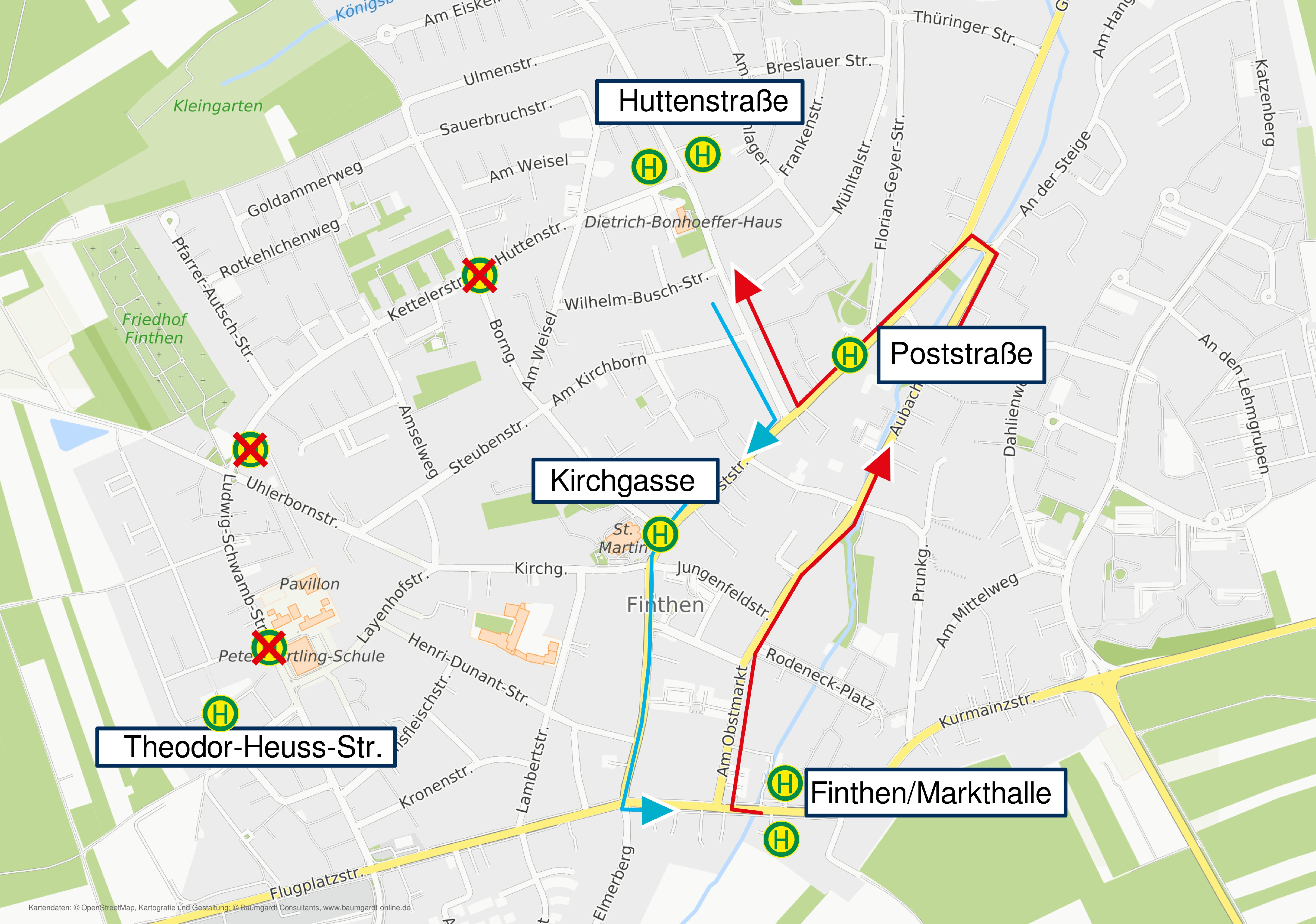 Skizze der Umleitung der Linie 78