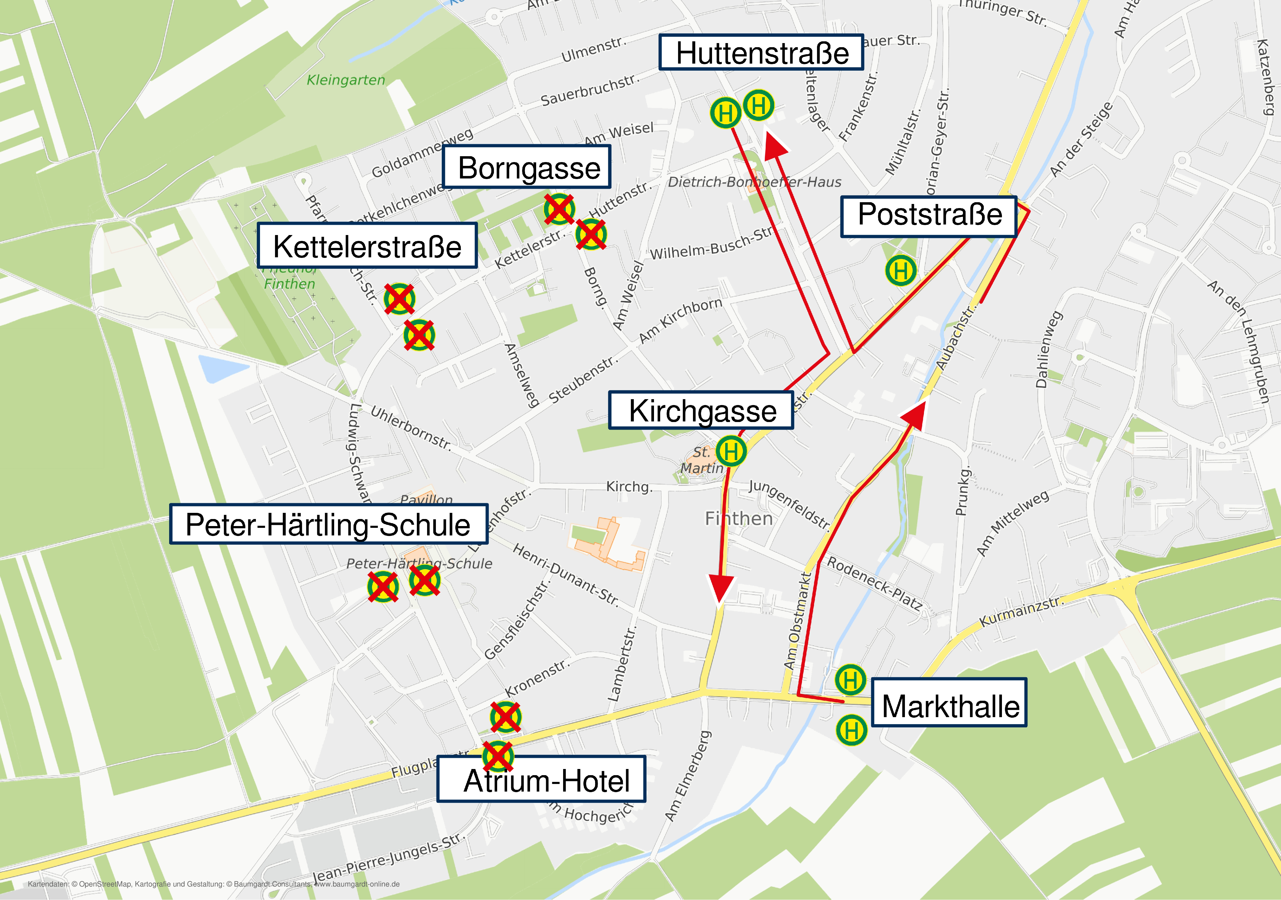Umleitungsskizze der Linie 78 in Finthen