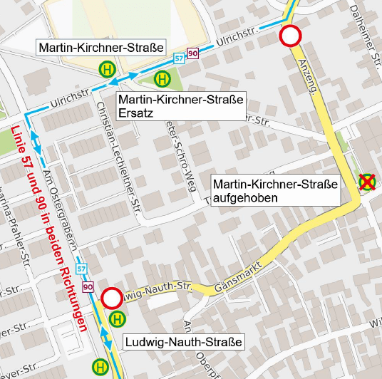 Skizze der Umleitungen