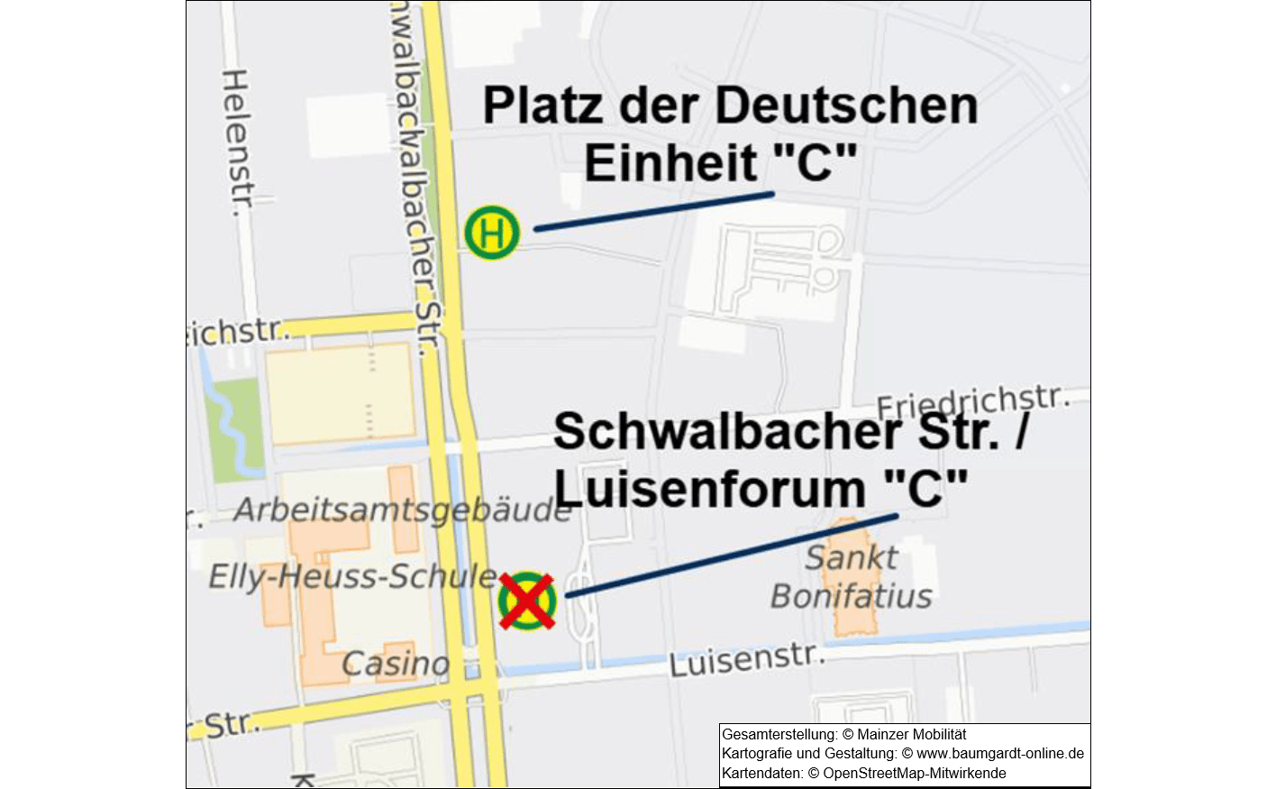 Skizze der Ersatzhaltestelle