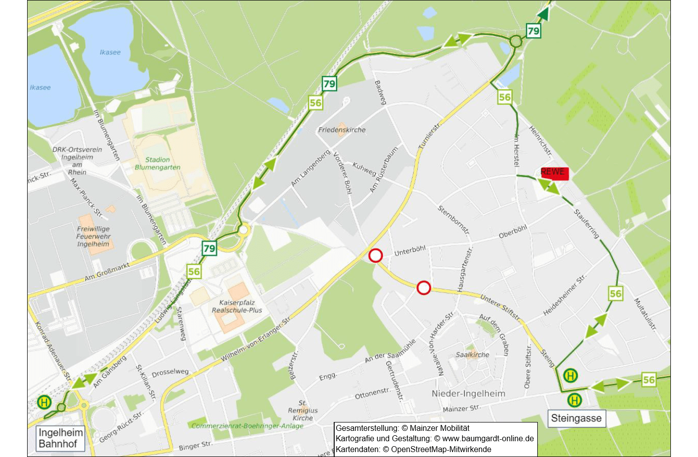 Skizze der Umleitung in Ingelheim zur Ingelheimer Halbe