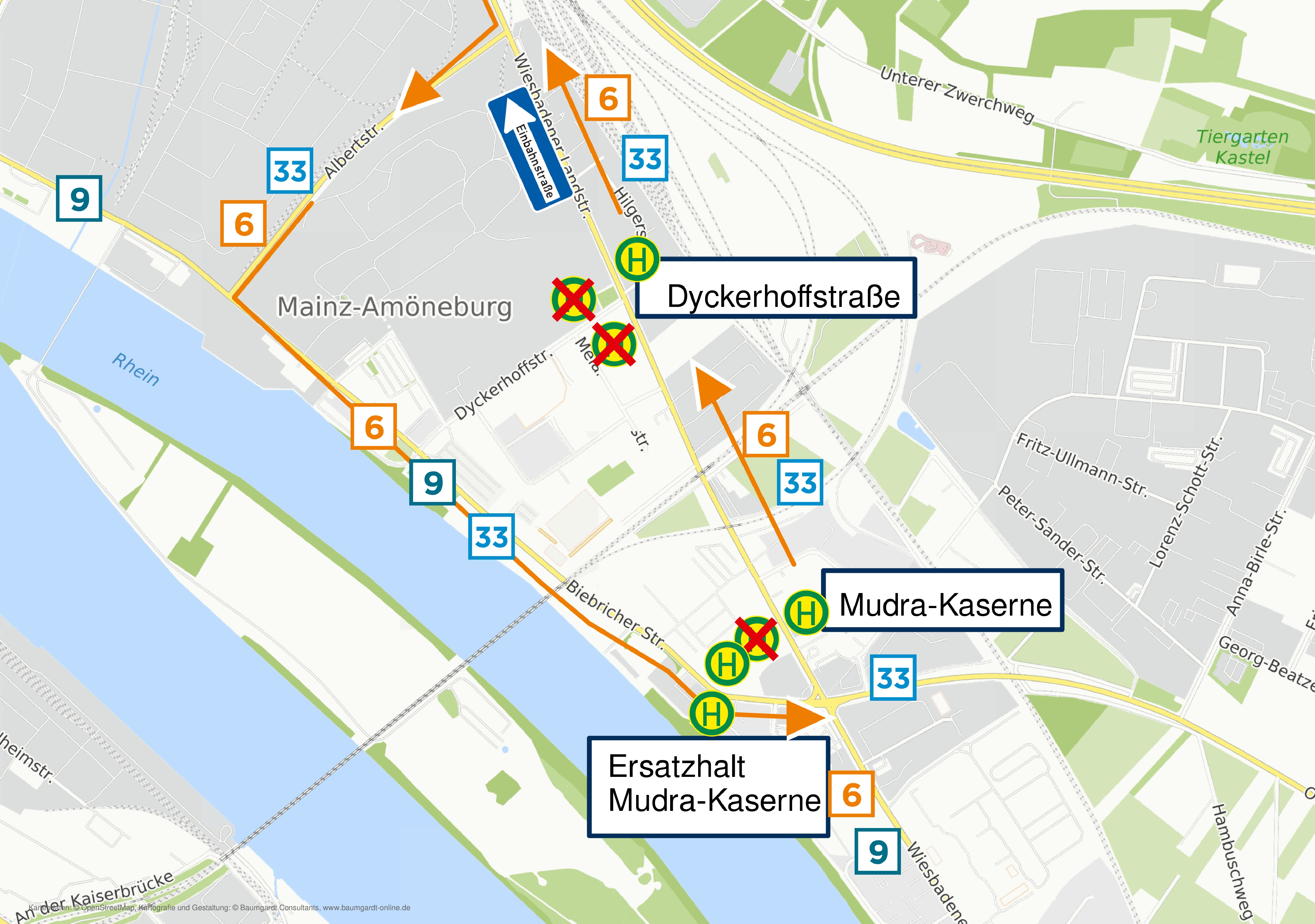 Umleitungsskizze in Mainz Amöneburg