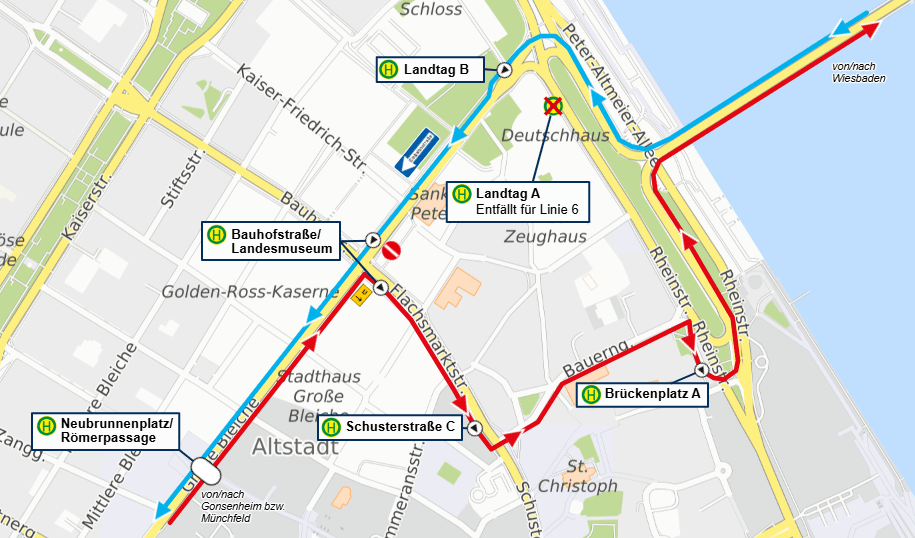 Skizze der Umleitung der 1. Phase