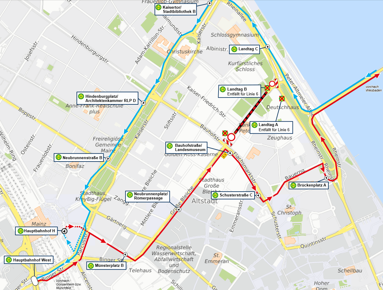 Skizze der Umleitung für den Wahlsonntag