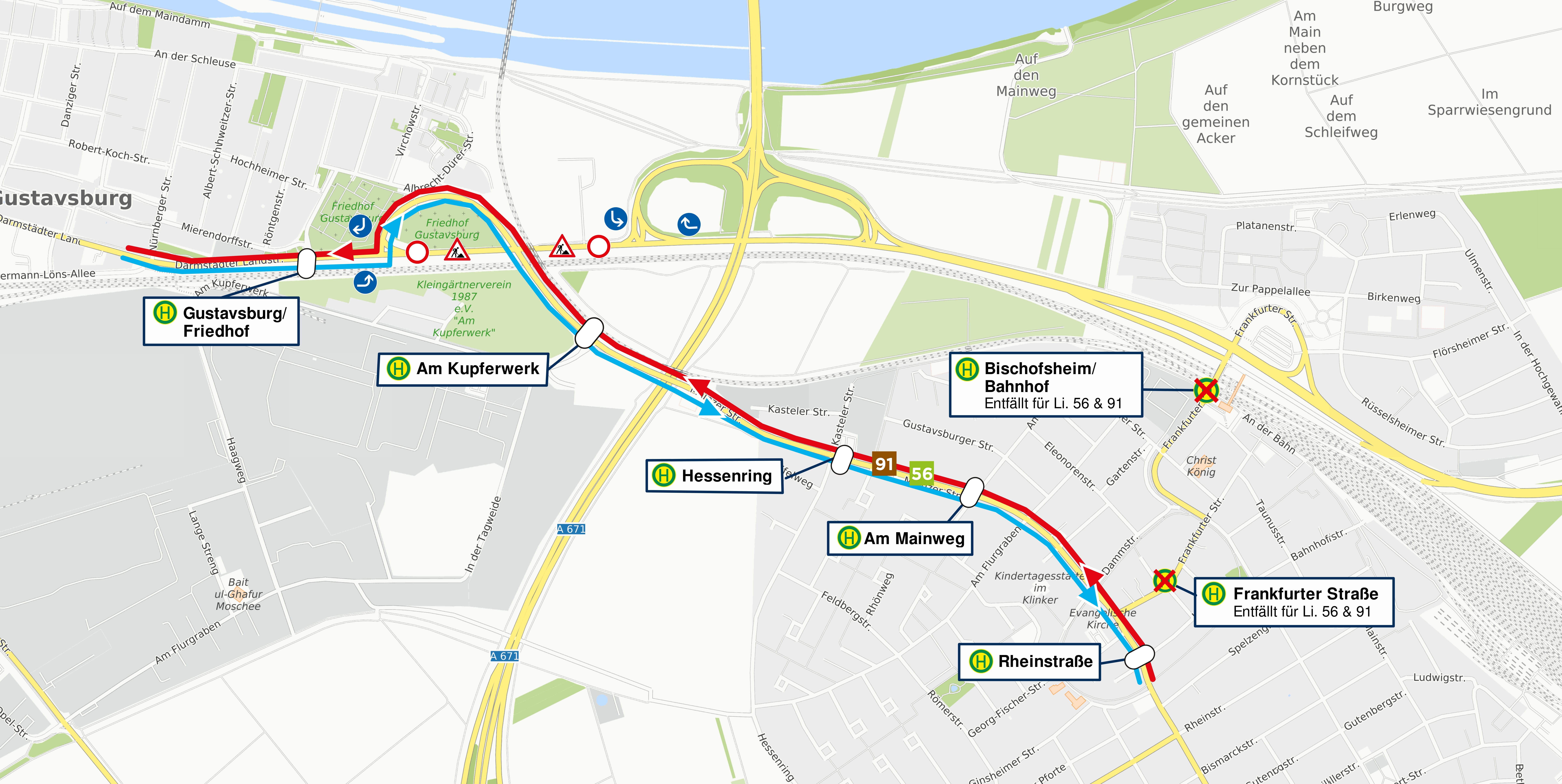 Skizze der Umleitung bei Vollsperrung der B43