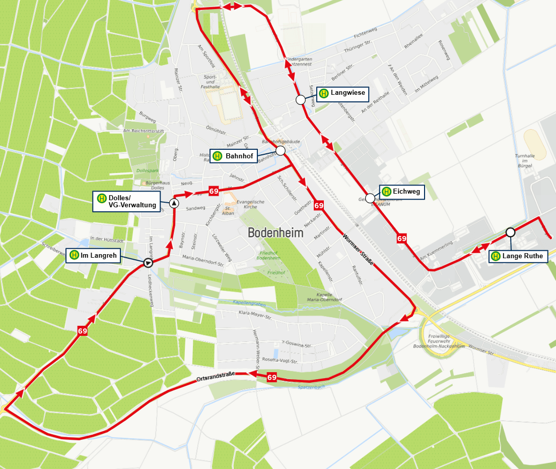 Skizze der Umleitung in Bodenheim