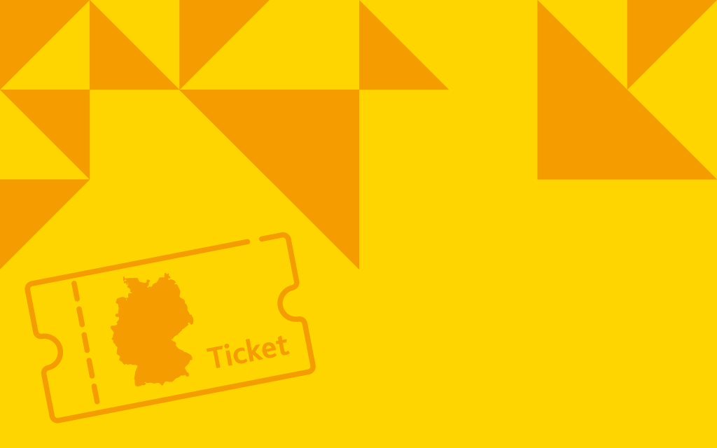 Grafik mit einem Ticket und angedeuteter Deutschlandkarte darin