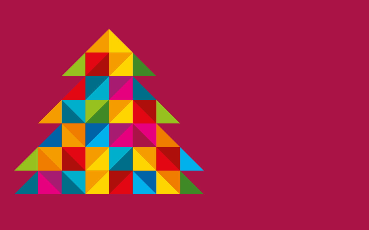 Bild von einem Weihnachtsbaum in bunten Dreiecken