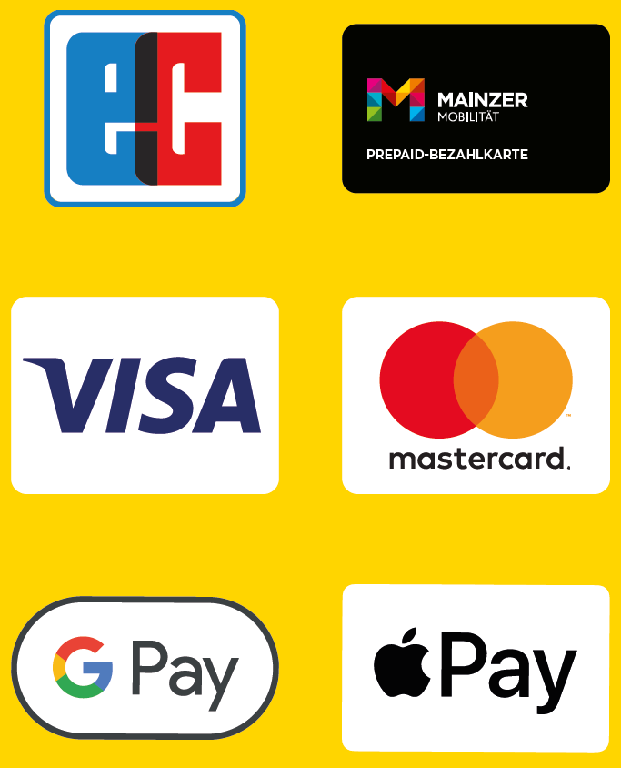 Logos der Bezahlmöglichkeiten im Fahrzeug