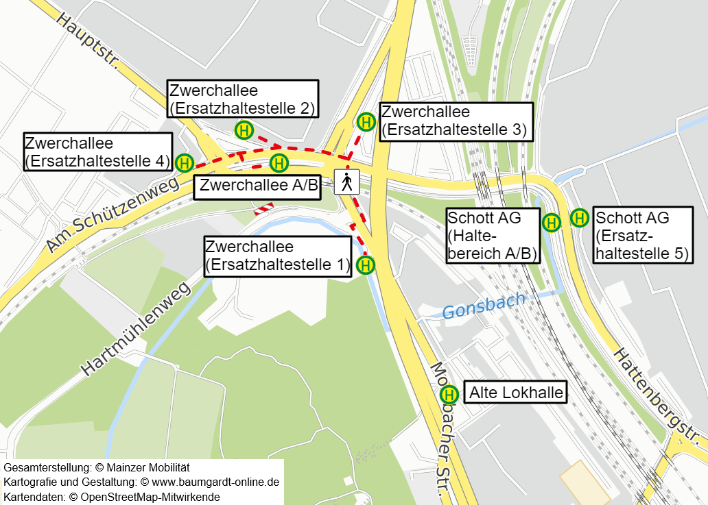 Skizze der Ersatzhaltestellen