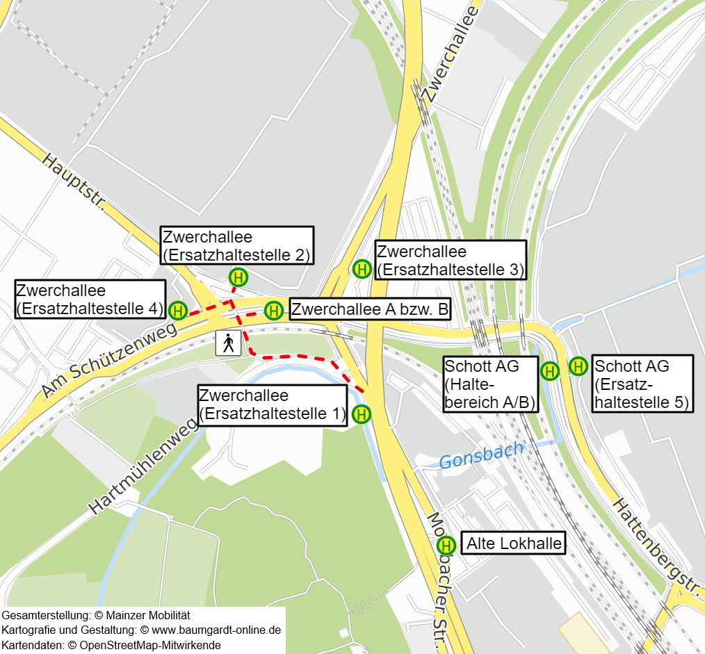 Skizze der Ersatzhaltestellen